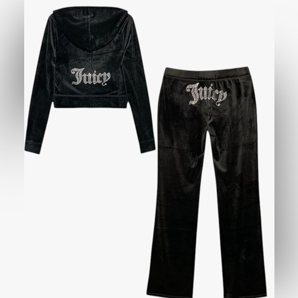Juicy Couture Pants - Juicy Couture Black Velour Jogger Set